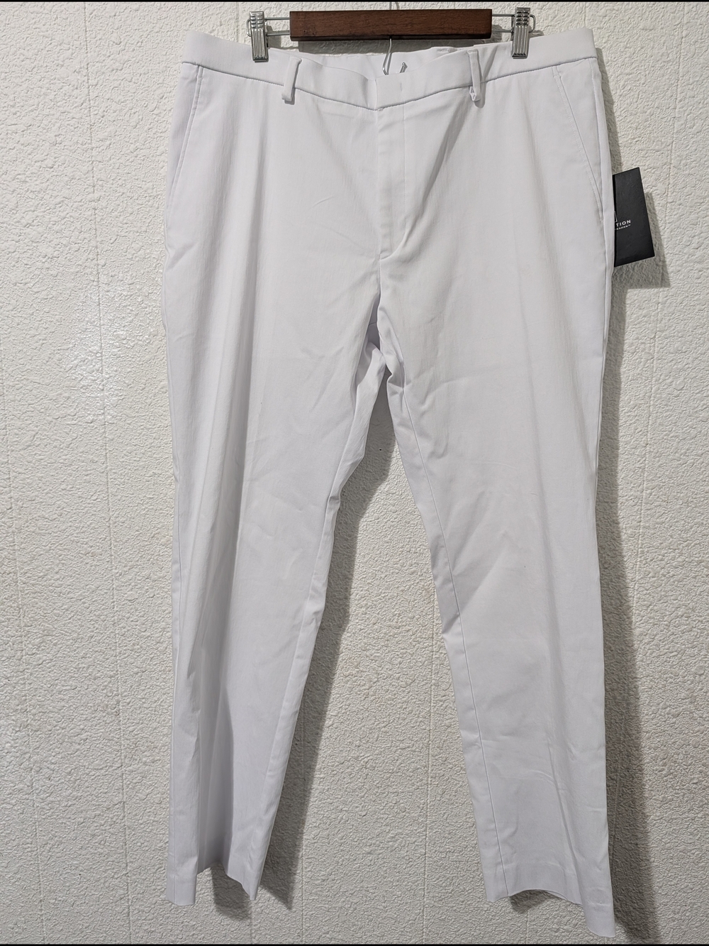 Michael Strahan Tech Pant, Men's White Slim Straight Chinos, 38x32